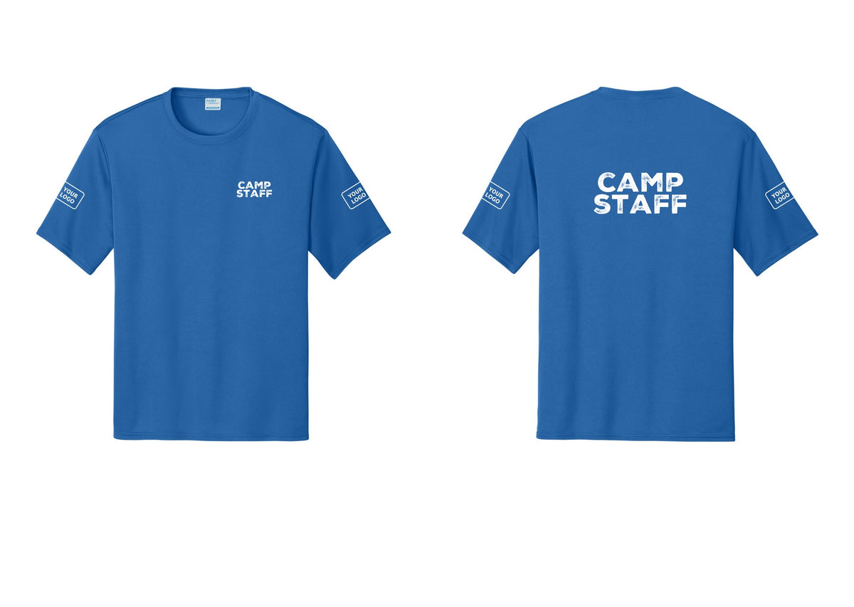 NYC Factory Custom Logo Camp Staff Performance T-Shirt (Rustic) - Chest + Back + Your Logo Sleeves - Royal