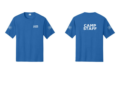 NYC Factory Custom Logo Camp Staff Performance T-Shirt (Rustic) - Chest + Back + Your Logo Sleeves - Royal