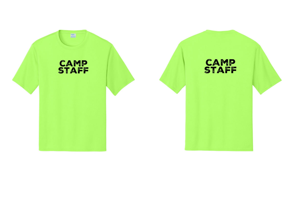 NYC Factory Camp Staff Performance T-Shirt (Rustic) - Front + Back - Neon Green