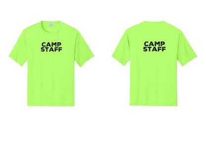 NYC Factory Camp Staff Performance T-Shirt (Rustic) - Front + Back - Neon Green