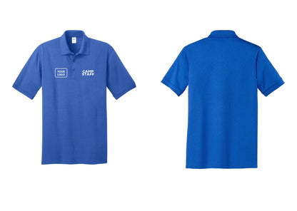 NYC Factory Custom Logo Camp Staff Polo Shirt (Rustic) - CAMP STAFF + Your Logo - Royal