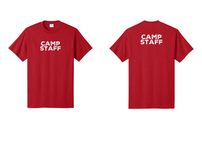 NYC Factory Unisex Camp Staff Charcoal T-Shirt - Front + Back - Red