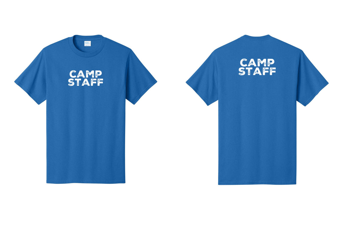 NYC Factory Unisex Camp Staff Charcoal T-Shirt - Front + Back - Royal
