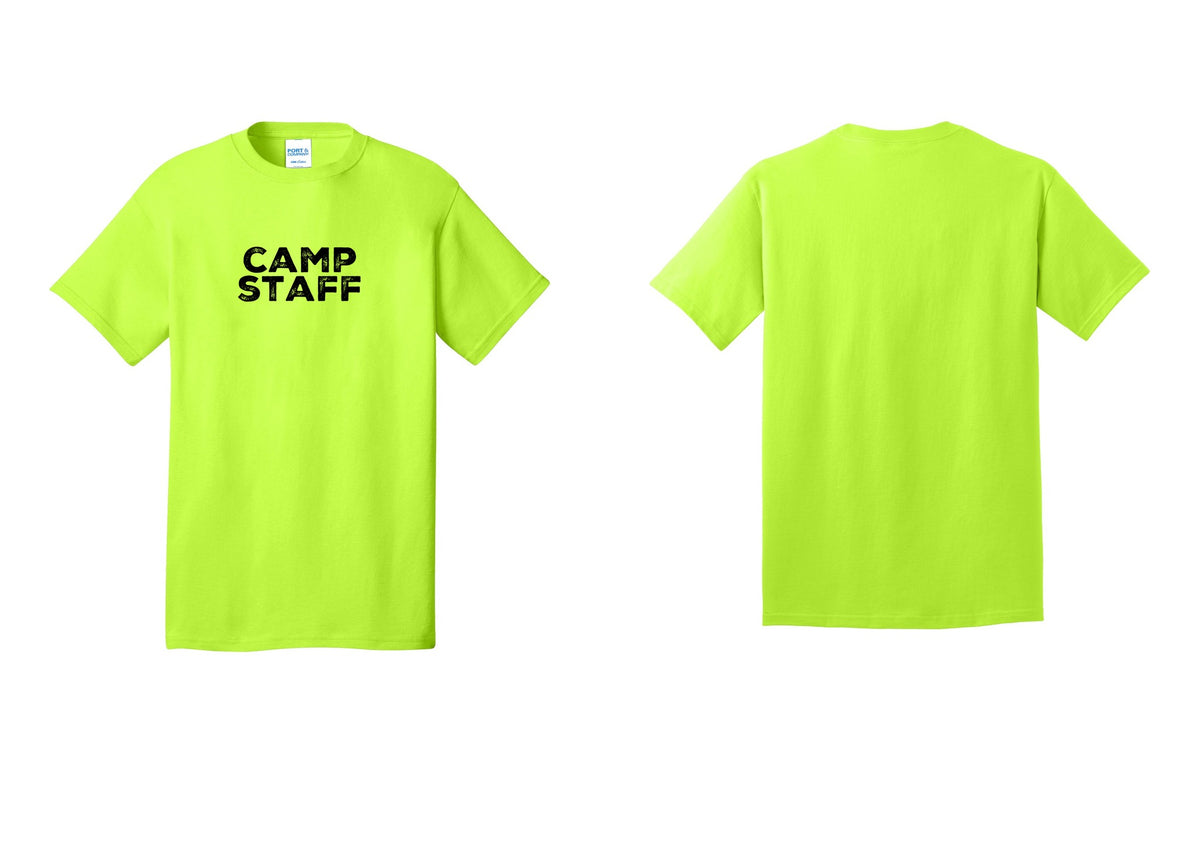 NYC Factory Unisex Camp Staff Charcoal T-Shirt - Front Only - Safety Green