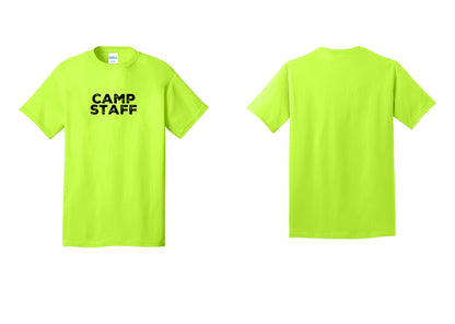 NYC Factory Unisex Camp Staff Charcoal T-Shirt - Front Only - Safety Green
