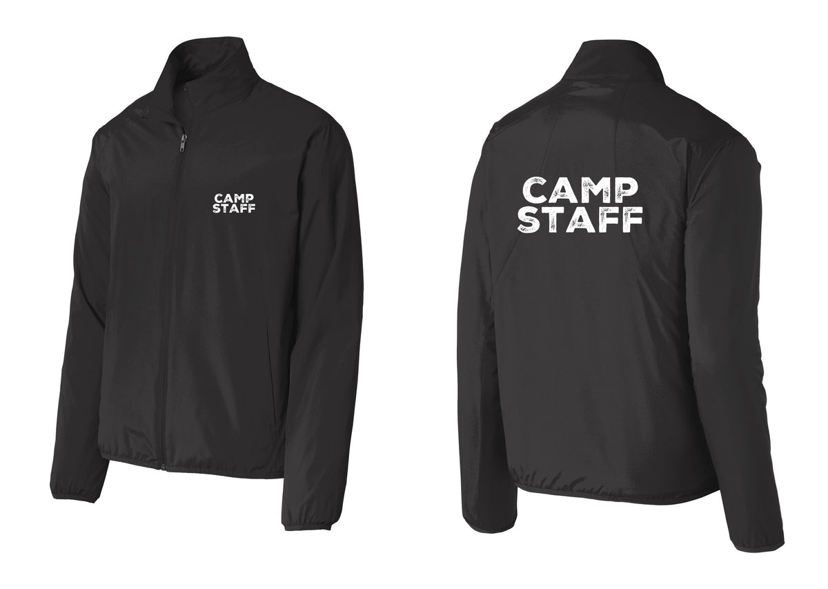 NYC Factory Camp Staff Windbreaker Full-Zip Jacket (Rustic) - Chest + Back - Black