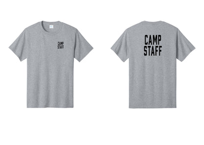 NYC Factory Camp Staff T-Shirt, Condensed Lettering - Chest + Back - Athletic Heather
