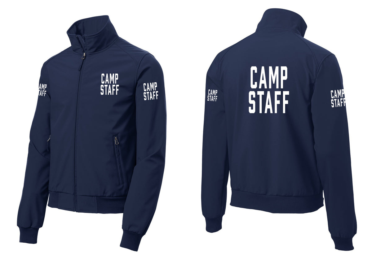 NYC Factory Camp Staff Soft Shell Bomber Jacket (Classic) - Chest + Back + Camp Staff Sleeves - Dress Blue Navy