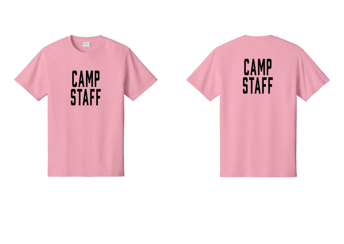 NYC Factory Camp Staff T-Shirt, Condensed Lettering - Front + Back - Candy Pink