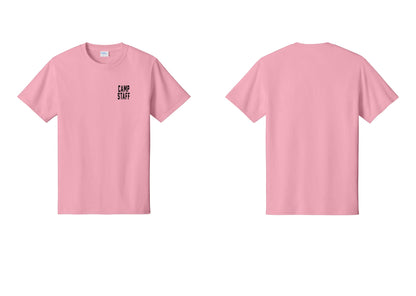 NYC Factory Camp Staff T-Shirt, Condensed Lettering - Chest Only - Candy Pink