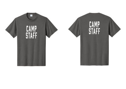 NYC Factory Camp Staff T-Shirt, Condensed Lettering - Front + Back - Charcoal