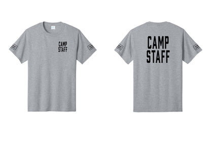 NYC Factory Unisex Custom Logo Camp Staff T-Shirt - Chest + Back + Your Logo Sleeves - Athletic Heather
