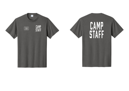 NYC Factory Unisex Custom Logo Camp Staff T-Shirt - CAMP STAFF + Your Logo + Back - Charcoal