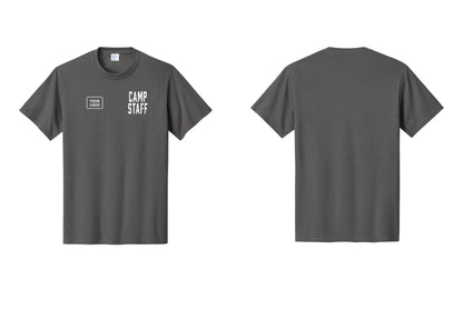 NYC Factory Unisex Custom Logo Camp Staff T-Shirt - CAMP STAFF + Your Logo - Charcoal