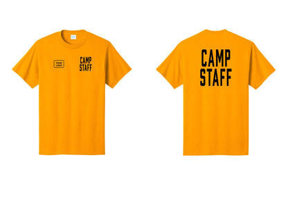 NYC Factory Unisex Custom Logo Camp Staff T-Shirt - CAMP STAFF + Your Logo + Back - Gold