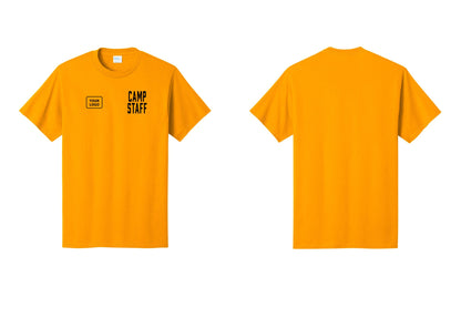 NYC Factory Unisex Custom Logo Camp Staff T-Shirt - CAMP STAFF + Your Logo - Gold