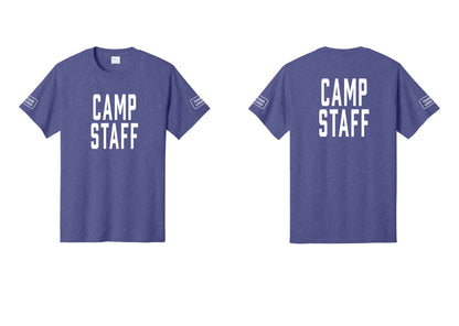 NYC Factory Unisex Custom Logo Camp Staff T-Shirt - Front + Back + Your Logo Sleeves - Heather Purple