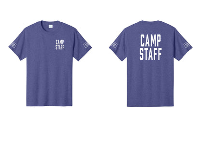 NYC Factory Unisex Custom Logo Camp Staff T-Shirt - Chest + Back + Your Logo Sleeves - Heather Purple