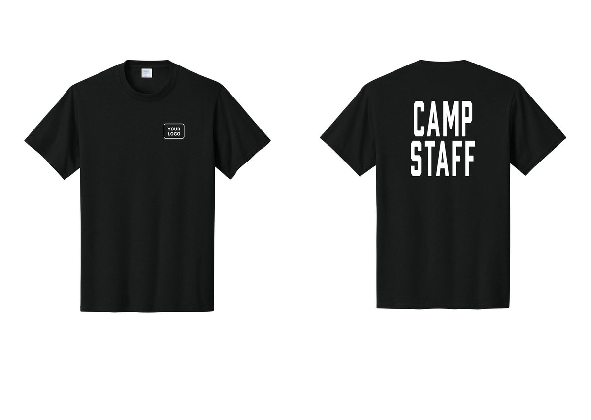 NYC Factory Unisex Custom Logo Camp Staff T-Shirt - Your Logo + Back - Black