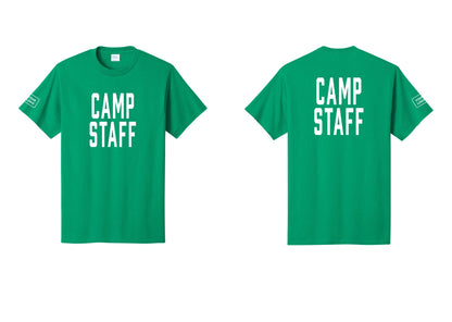 NYC Factory Unisex Custom Logo Camp Staff T-Shirt - Front + Back + Your Logo Sleeve - Kelly