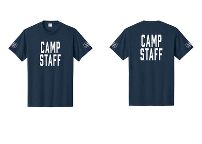 NYC Factory Unisex Custom Logo Camp Staff T-Shirt - Front + Back + Your Logo Sleeves - Navy