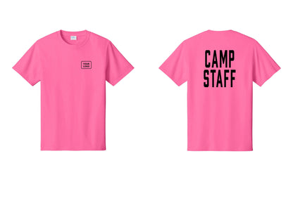 NYC Factory Unisex Custom Logo Camp Staff T-Shirt - Your Logo + Back - Neon Pink