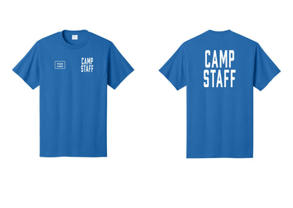 NYC Factory Unisex Custom Logo Camp Staff T-Shirt - CAMP STAFF + Your Logo + Back - Royal
