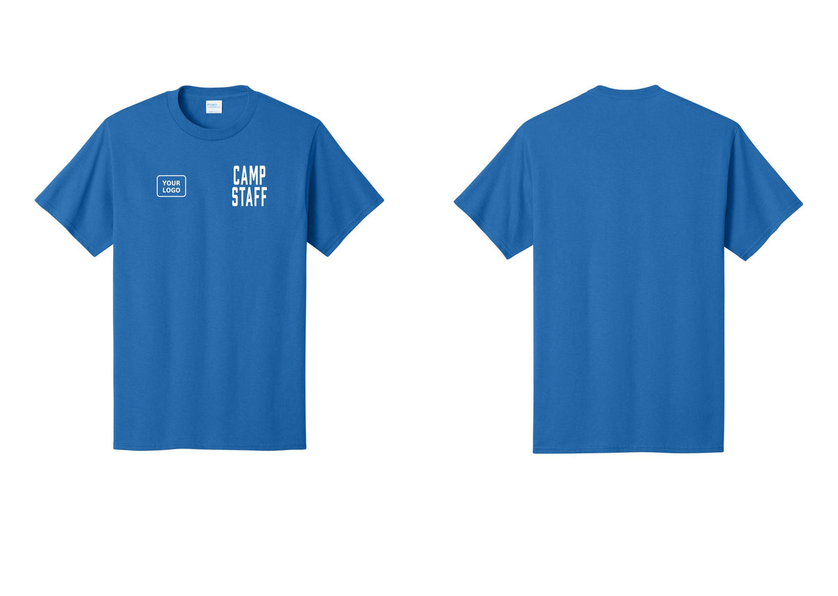 NYC Factory Unisex Custom Logo Camp Staff T-Shirt - CAMP STAFF + Your Logo - Royal
