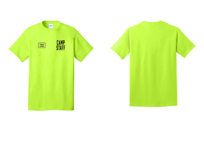 NYC Factory Unisex Custom Logo Camp Staff T-Shirt - CAMP STAFF + Your Logo - Safety Green