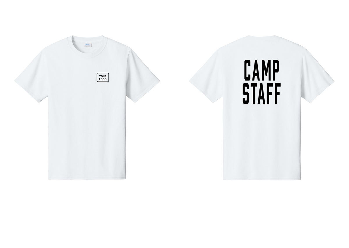 NYC Factory Unisex Custom Logo Camp Staff T-Shirt - Your Logo + Back - White