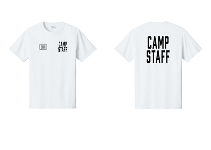 NYC Factory Unisex Custom Logo Camp Staff T-Shirt - CAMP STAFF + Your Logo + Back - White