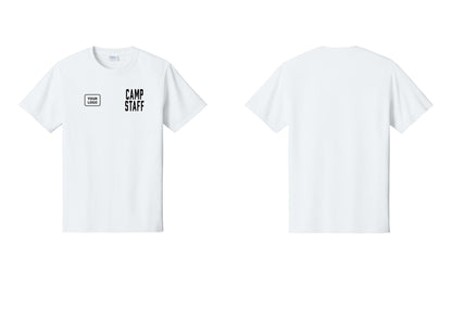 NYC Factory Unisex Custom Logo Camp Staff T-Shirt - CAMP STAFF + Your Logo - White