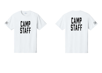 NYC Factory Unisex Custom Logo Camp Staff T-Shirt - Front + Back + Your Logo Sleeve - White