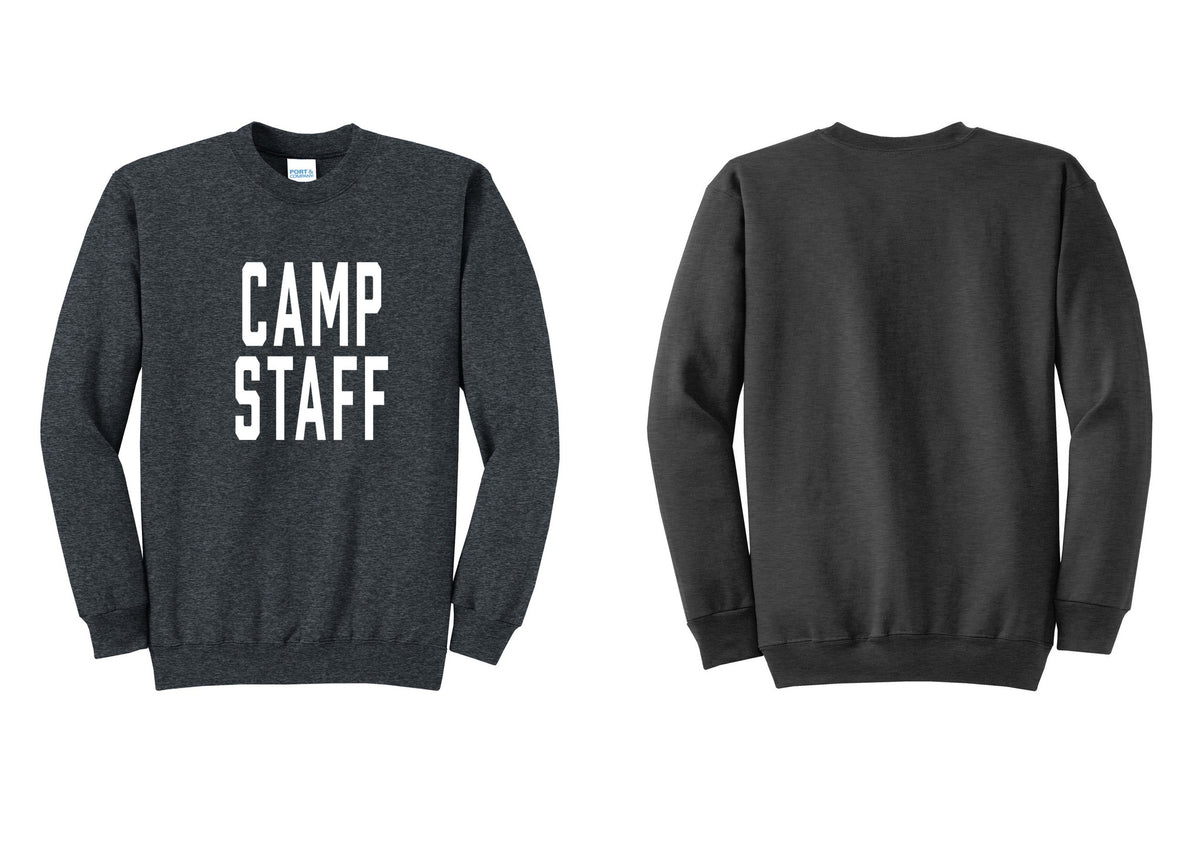 NYC Factory Camp Staff Cotton Fleece Crewneck Sweatshirt (Classic) - Front Only - Dark Heather Grey