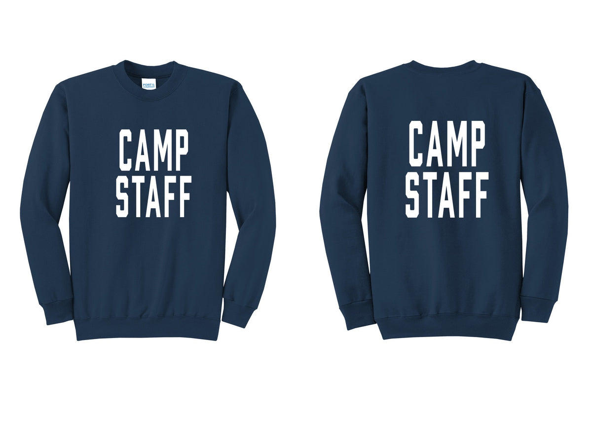 NYC Factory Camp Staff Cotton Fleece Crewneck Sweatshirt (Classic) - Front + Back - Navy