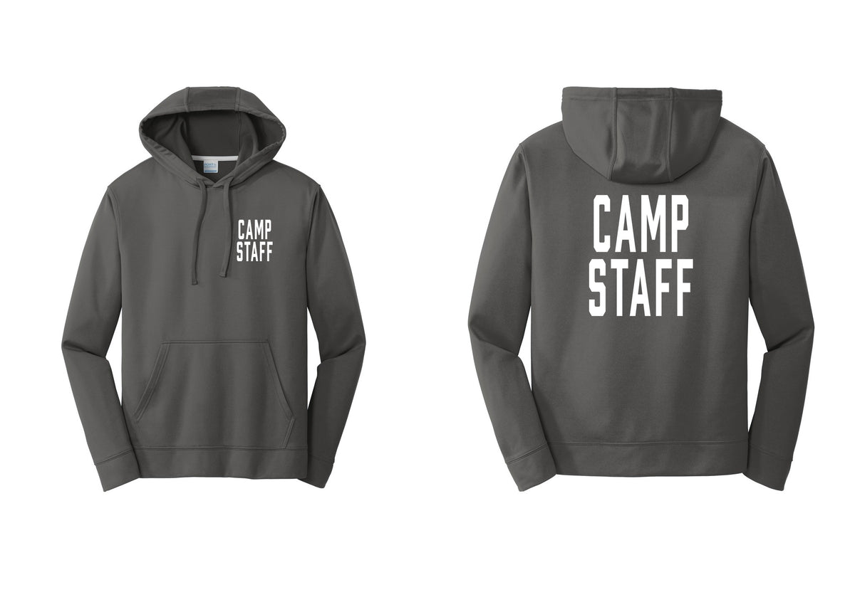 NYC Factory Camp Staff Performance Hooded Fleece Pullover Sweatshirt (Classic) - Chest + Back - Charcoal