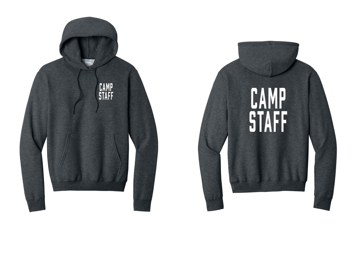 NYC Factory Camp Staff Cotton Fleece Pullover Hoodie (Classic) - Chest + Back - Dark Heather Grey