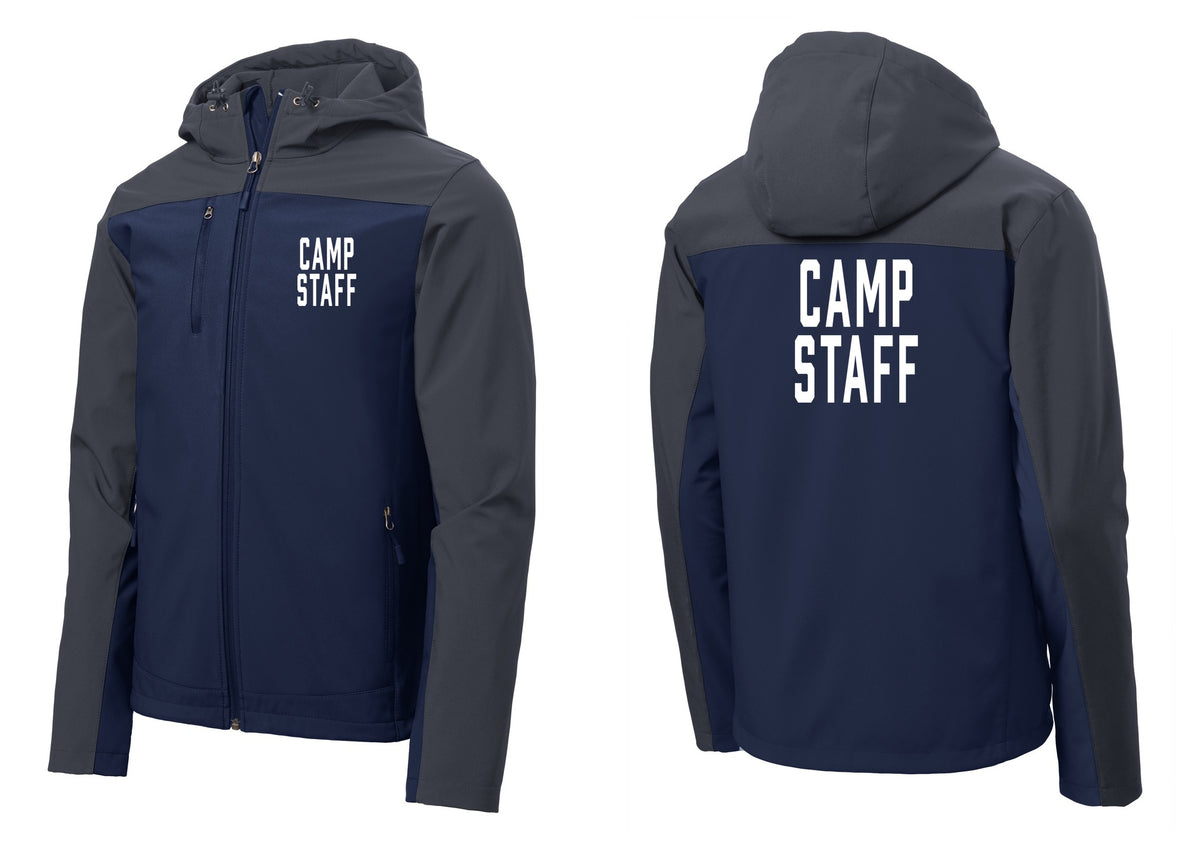 NYC Factory Camp Staff Hooded Soft Shell Jacket (Classic) - Chest + Back - Dress Blue Navy / Battleship Grey