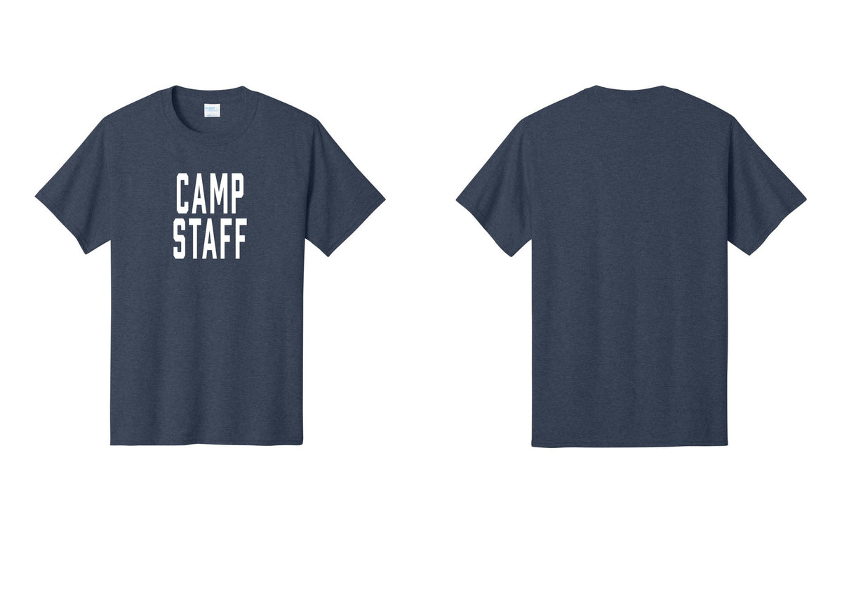 NYC Factory Camp Staff T-Shirt, Condensed Lettering - Front Only - Heather Navy