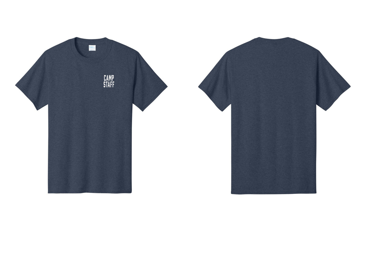 NYC Factory Camp Staff T-Shirt, Condensed Lettering - Chest Only - Heather Navy