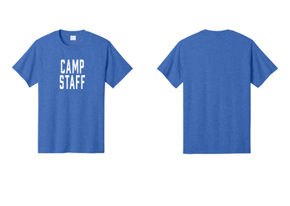 NYC Factory Camp Staff T-Shirt, Condensed Lettering - Front Only - Heather Royal