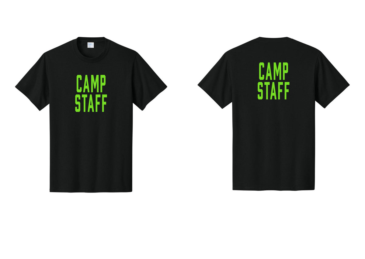NYC Factory Camp Staff T-Shirt, Condensed Lettering - Front + Back - Black / Neon