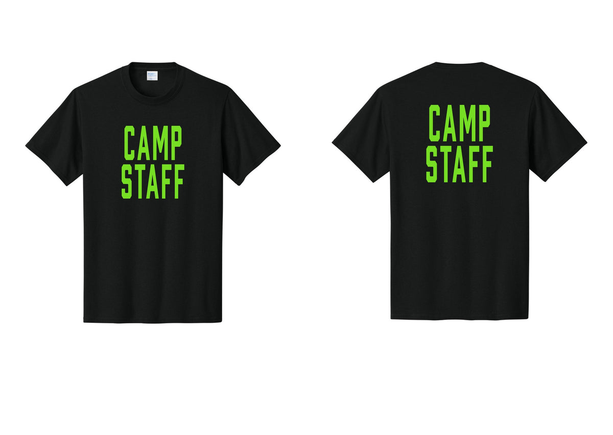 NYC Factory Unisex Camp Staff Classic T-Shirt - Front + Back - Black / Neon