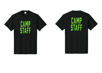 NYC Factory Unisex Camp Staff Classic T-Shirt - Front + Back - Black / Neon