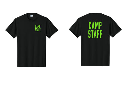 NYC Factory Unisex Camp Staff Classic T-Shirt - Chest + Back - Black / Neon