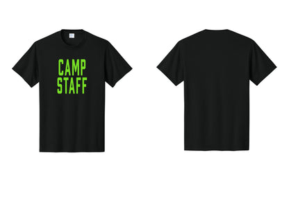 NYC Factory Unisex Camp Staff Classic T-Shirt - Front Only - Black / Neon