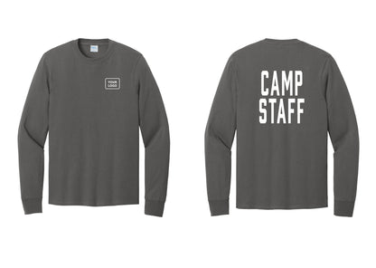 NYC Factory Custom Logo Camp Staff Cotton Long Sleeve T-Shirt (Classic) - Your Logo + Back - Charcoal