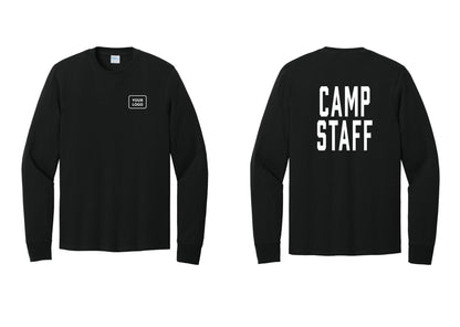 NYC Factory Custom Logo Camp Staff Cotton Long Sleeve T-Shirt (Classic) - Your Logo + Back - Black