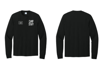 NYC Factory Custom Logo Camp Staff Cotton Long Sleeve T-Shirt (Classic) - CAMP STAFF + Your Logo - Black