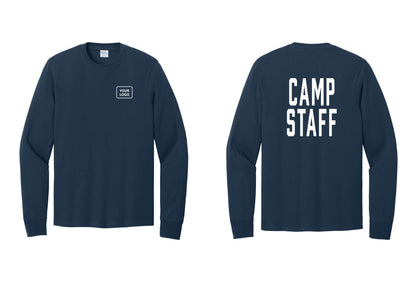NYC Factory Custom Logo Camp Staff Cotton Long Sleeve T-Shirt (Classic) - Your Logo + Back - Navy